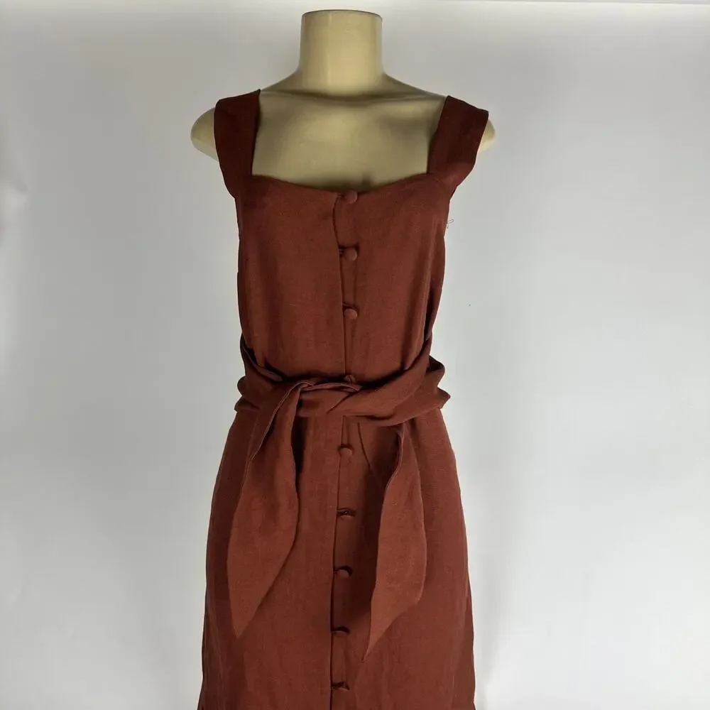 NANUSHKA RILEY BUTTON DOWN DRESS WITH FRINGE Size Small Red - Picture 5 of 13